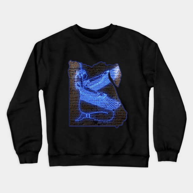 Maat - Egyptian Goddess - Neon Edition Crewneck Sweatshirt by momo1978